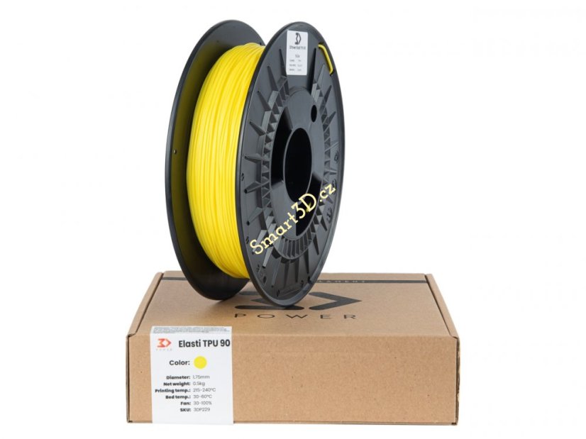 Filament 3D POWER / Elasti TPU 90A / ŽLTÁ / 1,75 mm / 0,5 kg.