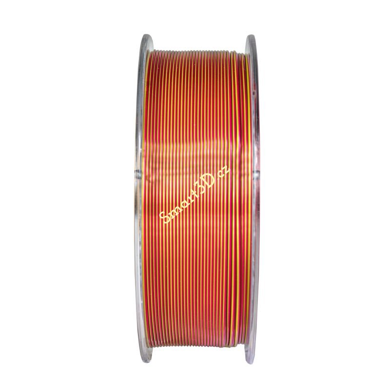 Filament DEVIL DESIGN / PLA SILK DUAL / ZLATÁ + TMAVĚ ČERVENÁ / 1,75 mm / 1 kg.