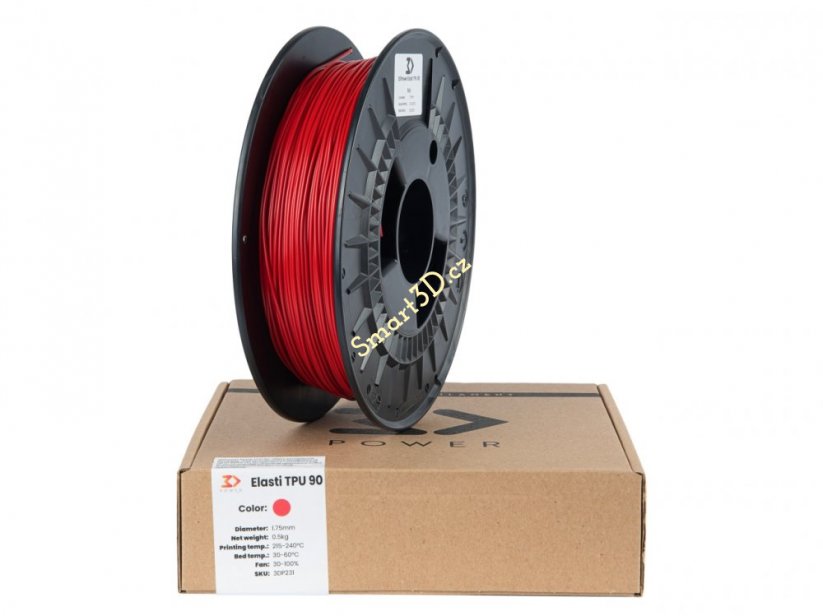 Filament 3D POWER / Elasti TPU 90A / RED / 1,75 mm / 0,5 kg.
