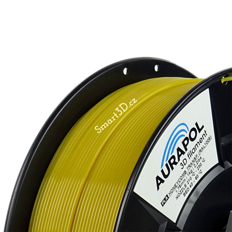 Filament AURAPOL / PLA / MEDOVÁ ČÁSTEČNĚ TRANSPARENTNÍ / 1,75 mm / 1 kg.