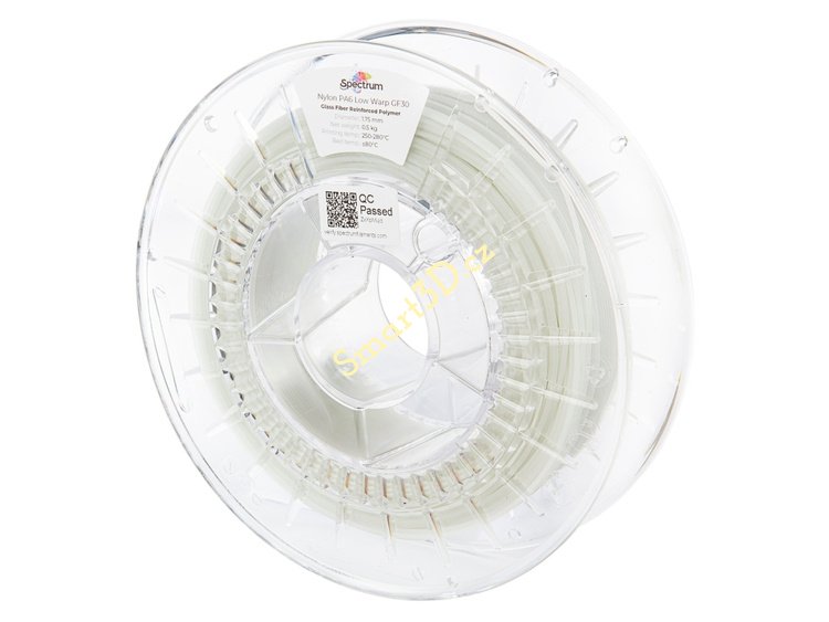 Filament SPECTRUM / NYLON / PA6 GF30 / NATURAL / NÍZKÁ DEFORMACE / 1,75 mm / 0,5 kg