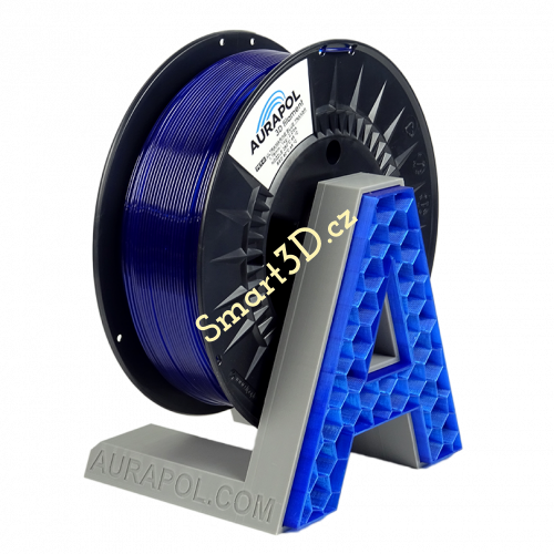 Filament AURAPOL / PETG / ULTRAMARINOVĚ MODRÁ TRANSPARENTNÍ / 1,75 mm / 1 kg.