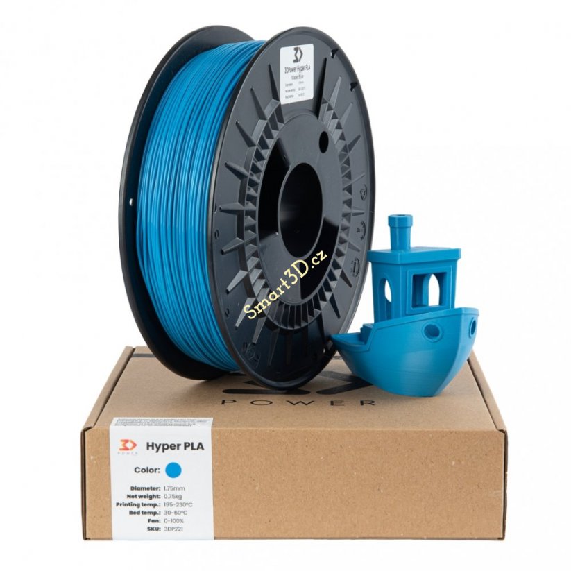 Filament 3D POWER / Hyper PLA / MODRÁ "WATER" / 1,75 mm / 0,75 kg.
