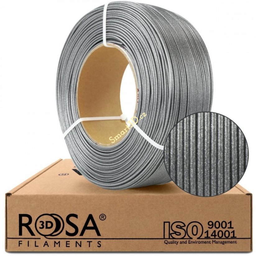 ReFill ROSA3D / PETG Standard / TRBLIETAVO STRIEBORNÁ "BRILLANT" / 1,75 mm / 1 kg