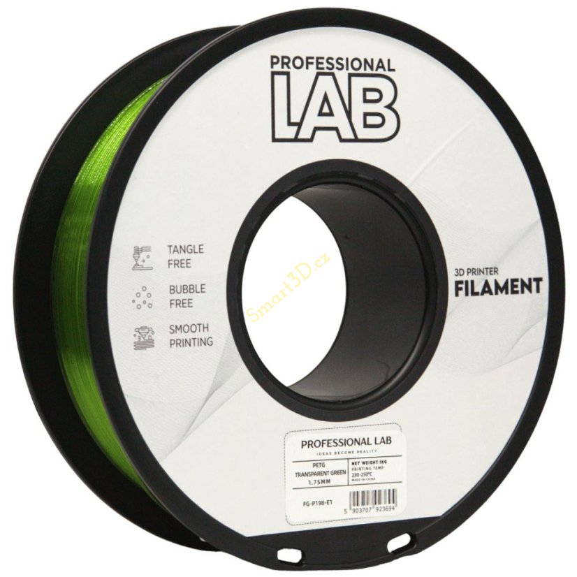 Filament Professional LAB / PETG / TRANSPARENTNÍ ZELENÁ / 1,75 mm / 1 kg