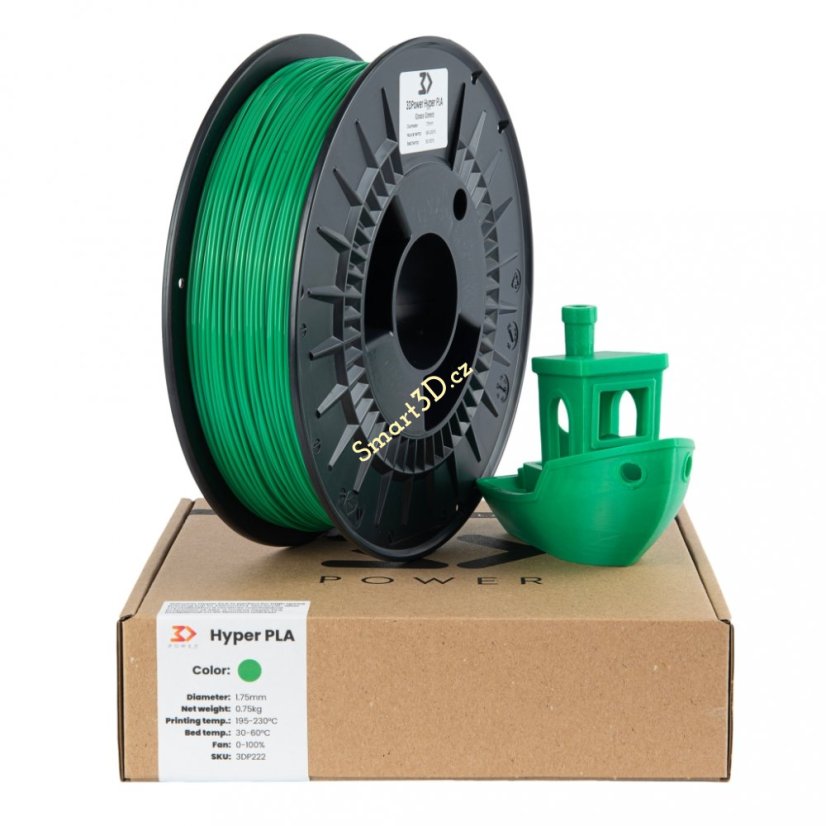 Filament 3D POWER / Hyper PLA / GRASS GREEN / 1,75 mm / 0,75 kg.
