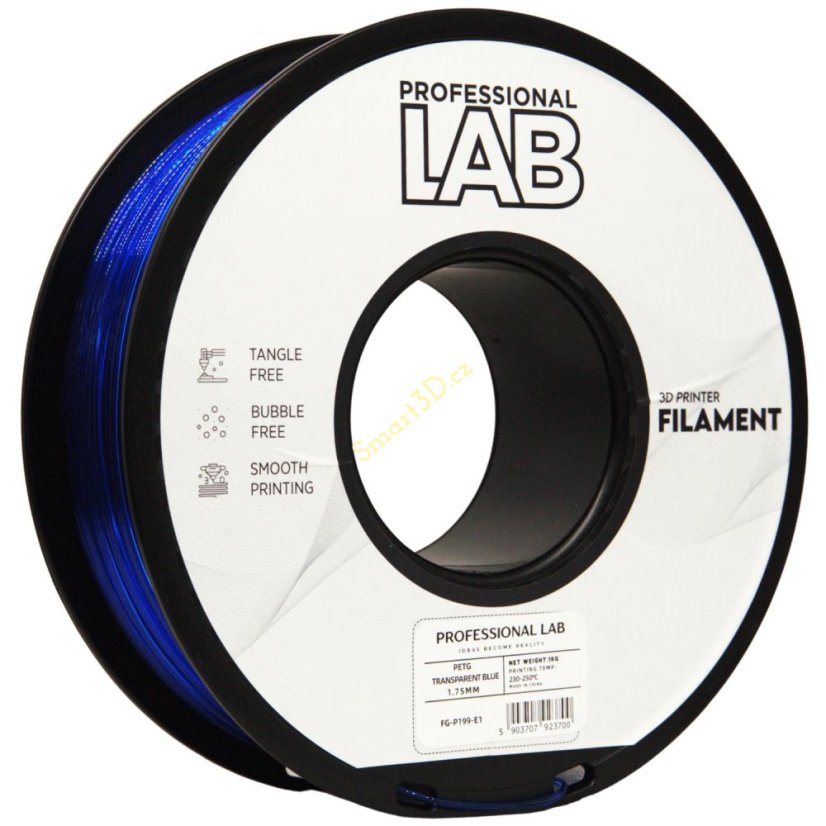 Filament Professional LAB / PETG / TRANSPARENTNÁ MODRÁ / 1,75 mm / 1 kg