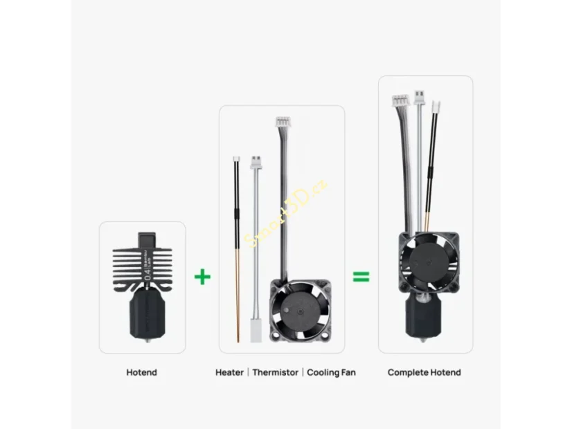 Complete hotend assembly with stainless steel nozzle 0,2 mm - X1C