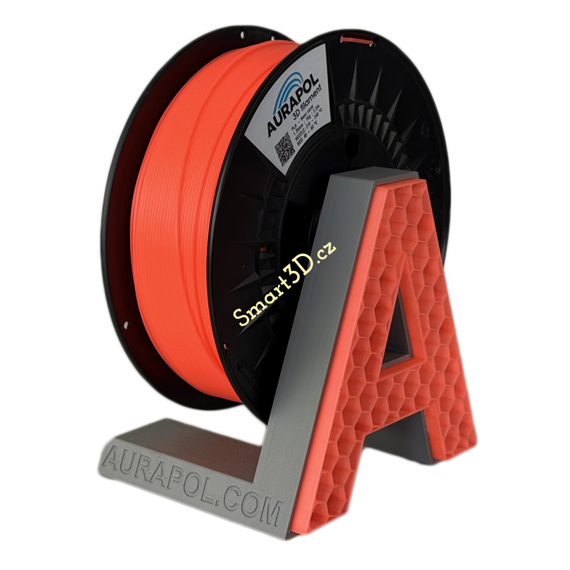 Filament AURAPOL / PLA / NEON CORAL ČÁSTEČNĚ TRANSPARENTNÍ / 1,75 mm / 1 kg.